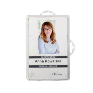 Identyfikator twardy - O.BADGE HOLDER UNIVERSAL 55 x 90 mm - 50 sztuk