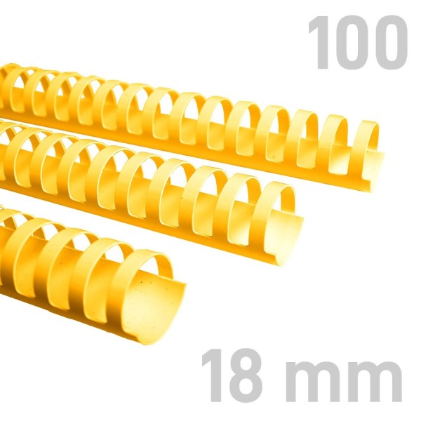 Grzebiet plastikowy Grzbiety plastikowe - O.COMB Okrągłe - A4 - żółty - 18 mm - 100 sztuk