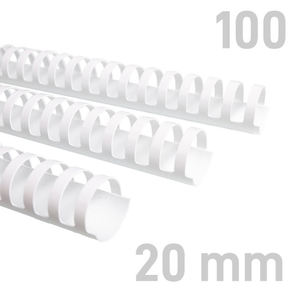 Grzebiet plastikowy Grzbiety plastikowe - O.COMB Okrągłe - A4 - biały - 20 mm - 100 sztuk