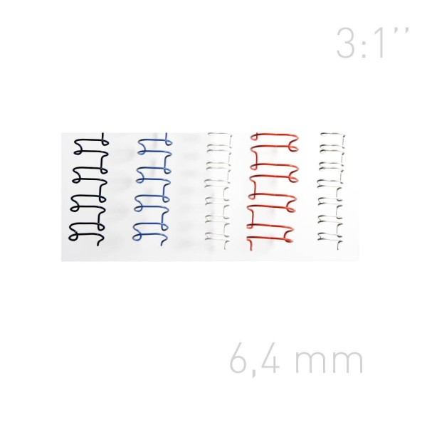 Grzebiet drutowy Grzbiety drutowe - O.WIRE 3:1 - A4 - 100 sztuk - czerwone - 6,4 mm