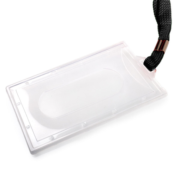 Identyfikator twardy z taśmą - O.BADGE HOLDER Vertical 90 x 55 mm - 50 sztuk